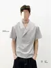 Camiseta Informal de Manga Corta con Cuello de Traje Botonada y Retazos Estilo Retro Americano para Hombre, Tendencia Versátil Diseño Personalizado Camiseta de Tendencia para Pareja