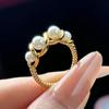 Anillo de Perlas Vintage Anillo de Dedo de Cuentas Múltiples Torcido para Mujer Anillo de Dedo de Moda Versátil Anillo de Dedo de Perlas