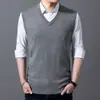 Colete fino de primavera e outono para homens, 340g, colete suéter sem mangas, colete de lã de outono e inverno para usar em camadas