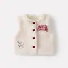Conjunto de tres piezas para bebés niñas: camiseta interior de forro polar, engrosada y con cuello volante, chaleco peludo de dibujos animados y leggings de invierno