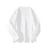 Camiseta de algodão com gola redonda da marca tendência Outono/Inverno 2026, moletom liso para homens, jaqueta com gola canelada, jaqueta masculina de manga longa