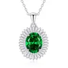 Transmisión en Vivo de Tiktok Dropshipping Collar de Plata S925 Floral Esmeralda Accesorios para Mujer Regalo Cadena para Clavícula Conmemorativa Colgante
