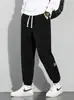 Pantalones de Talla Grande para Hombre Otoño Invierno Americanos Modernos Deportivos Pierna Ancha Caída Pantalones de Chándal Sueltos con Puño Pantalones Casuales