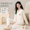 Xiyue Primavera e Outono Novo Estilo Algodão de Imitação Pronto para Vestir Casual Confinamento Roupas Mulheres Grávidas Pós-parto Amamentação Pijama Absorvente de Suor Respirável Conjunto