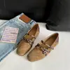 Primeiro Encontro com os Sapatos Mary Jane Estilo Coreano para Mulheres, Novo Modelo 2026, Bico Baixo, Tira Única, Color-Blocking, Planos, Versáteis, Sapatos Antiderrapantes