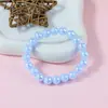 Pulseira Doce com Pérolas de Plástico, Cor Doce Fofa, Estilo Princesa Simples para Meninas e Crianças, Pulseira Elástica de Brinquedo