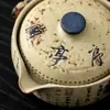 Prefacio de Lanting Caligrafía Azul y Blanco Pedernal Rojo Juego de Té de Viaje Camping al Aire Libre Portátil Una Olla Tres Tazas Cerámica Taza Rápida