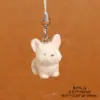Resina Flocado Lindo Perrito Funda para Teléfono Celular Bolso Colgante Llavero DIY Colgante Colgante Joyería Decorativa Accesorios