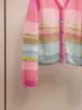 Shenzhen Nanyou Ropa Fina para Mujer Primavera Nuevo Estilo Juvenil Diseño de Moda Bloques de Color Cuello en V Cárdigan de Punto Superior