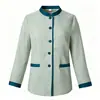 Conjunto de uniforme de limpieza de manga larga para mujer, adecuado para otoño e invierno, para usar en hoteles, casas de huéspedes, administración de propiedades, servicios domésticos, centros comerciales y hospitales.; atuendo de limpieza para el personal femenino