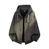 Sudadera con Capucha Cardigan Estilo Americano Moderno Han Lu para Hombre, Estilo Otoño, Textura de Suéter Sintético, Chaqueta con Capucha de Estilo Retro.