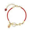 Pulsera de Cuerda Roja con Hebilla de Paz para Mujer, Lujo Accesible y Exquisito Estilo Chino Imitación de Jade Hetian para Atraer Riqueza, un Regalo para Niñas y Mejores Amigas en el Año de Nacimiento