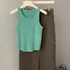 Camisola de punto verde estilo francés para mujer, prenda exterior de verano, corte ajustado, sexy, espalda bonita, top corto sin mangas