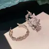 Pendientes de Diamante Brillante con Forma de Mariposa de Moda Transfronteriza Europea y Americana, Pendientes de Lujo Ligero de Gama Alta, Pendientes de Diseño Nicho al por Mayor