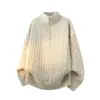 Suéter de Punto para Hombre con Media Cremallera, Nuevo Otoño 2026, Corte Holgado, Elegante, Tallas Grandes, Jersey de Punto Trenzado para Otoño e Invierno