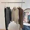 Camiseta de Manga Larga Rayada de Cuello Alto Engrosada de Piel de Conejo Sintética para Mujer, Camiseta Básica Suave y Cálida Versátil de Invierno, En Stock para Transmisión en Vivo