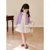 Ropa para niños Tongxingyuan, vestido morado de primavera y otoño con flores para bebé, nuevo vestido elegante y moderno 2026 para niñas