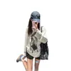 Camiseta de Manga Larga de Algodón Puro con Diseño de Ciervo y Flor de Ciruelo de Otoño para Mujer 2026 Nuevo Estilo Coreano Holgada Sensación Perezosa Top Blanco Capa Base