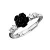 Anillo Rosa Negra Dulce Fresco Flor Diablo Anillo de Circonita Hepburn Retro Anillo Dedo Índice Camelia