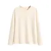 Camiseta de Algodão Puro Pesado com Gola Redonda e Manga Longa para Mulheres, Camisa Base Branca para Primavera e Outono, Top Feminino, Camiseta Feminina de Manga Longa para Camada Interna