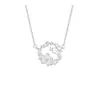Collar de Flor de Camelia Corazón S925 Plata de Ley para Mujer, Cadena Clavicular de Flor de Diamante Brillante de Lujo Ligero de Nicho, Regalo de Cumpleaños