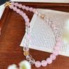 Colar Estilo Fresco de Verão Cristal Branco Natural Quartzo Rosa