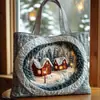 2026 Nuevo Bolso Tote Acolchado Bordado de Moda Navideño Estampado Digital Transfronterizo Bolso de Algodón Casual para el Trabajo