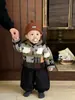 Ropa de Bebé Estilo Coreano para Primavera y Otoño, Chaqueta de Punto Retro para Niños y Niñas, Conjunto de Primavera para Niños, Conjunto de Dos Piezas para Salir, Moderno