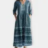 2026 Nuevo Estilo Europeo y Americano de Comercio Exterior Transfronterizo Vestido Casual de Verano Holgado con Cuello en V y Mangas Largas Impreso en 3D para Mujer