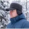Chapéu de inverno masculino quente de aba reta transfronteiriço, chapéu de algodão espesso com proteção para as orelhas, chapéu à prova de frio para meia-idade e idosos, boné de beisebol casual para atividades ao ar livre