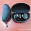 Nueva caja de gafas retro negras de moda, caja de compresión, caja con cremallera, gancho, gafas de sol polarizadas, caja especial
