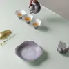Bandeja de Cerámica Blanca con Flor Blanca Pintada a Mano, Tono Morado Ino Kiyosong, Alto Valor Estético, Bandeja Seca para Mantenimiento de Tetera Casera, Bandeja para Juego de Té Casero