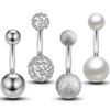 Comercio electrónico transfronterizo acero inoxidable 4 piezas anillo ombligo arcilla suave bola diamante completo uña ombligo joyería perforación cuerpo humano fabricantes