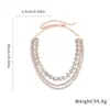 Collar redondo multicapa con incrustaciones de diamantes transfronterizo europeo y americano, cadena para la clavícula de estilo de corte vintage francés, accesorio de moda exquisito y versátil