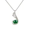Colar de Ágata Estilo Étnico Vintage Pingente de Pena Simples para Mulheres Pingente de Calcedônia Verde Colar de Corrente Clavicular Joias