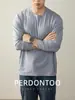 Camiseta de Manga Larga para Hombre de Modal Seda de Hielo Sensación de Nube Algodón Color Liso Delgado Primavera/Otoño Top Simple de Lujo Ligero 2026