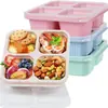 Caja de comida de trigo, caja de refrigerio, plato de refrigerio con tapa transparente de cuatro compartimentos, caja de frutos secos, caja de té para cocinar, plato de refrigerio para mantener la frescura