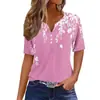 Camiseta de manga corta con cuello en V y clavícula expuesta, de un solo botón, para mujer, de Amazon Cross-Border Export, colección de verano 2024, color mixto, WG19