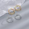 Aretes de Aro Grandes Geométricos Exagerados Estilo Retro Europeo y Americano Oro Elegantes Twist Doble Capa para Mujer