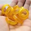 Gelo através do anel de ágata homens e mulheres novo anel de joia de calcedônia amarela anel anel de jade de uso duplo 6mm