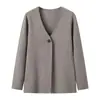 AliExpress Transfronterizo en stock Otoño Moda Estilo Europeo y Americano Mujeres Ligeramente Maduras Estilo Tejido Chaqueta Cardigan con Cuello en V Chaqueta