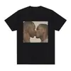 Camiseta Engraçada Meme Dois Homens se Beijando Moda Feminina Hip Hop Retrô Camiseta Casual Solta de Manga Curta