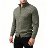 Nueva colección Otoño/Invierno 2026: suéter de punto trenzado con cuello alto para hombre, cárdigan de punto, chaqueta estilo juvenil con doble cremallera
