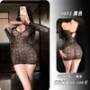 Seducción Nocturna Lencería Sexy: Vestido de Malla Ajustado Bodycon con Cuello Halter, Escote en V Profundo, Corazón Hueco, Caliente y Tentador 9051
