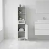 Armario Alto Rayado para Baño de Venta Caliente Transfronteriza, Suministro Directo para Apartamentos Pequeños, Armario de Baño, Sala de Estar, Armario Alto para Pasillo, Blanco
