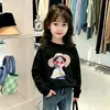 Camiseta de Manga Larga Elegante para Niñas, Estilo Nuevo, Capa Base Estampada, Primavera y Otoño, Niños Pequeños y Medianos, Algodón Puro, Versátil, Dibujos Animados, Top para Niña