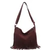 Bolsa Grande com Franjas para Mulheres, Novo Estilo Outono e Inverno, Bolsa Transversal Simples Tendência Retrô, Bolsa de Ombro Boêmia