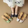 Mules de verano de estilo chino de punta cerrada para mujer, para comercio exterior transfronterizo, adecuados para uso en exteriores, elegantes sandalias Mary Jane de tacón medio para combinar con faldas