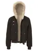 Casaco de Algodão de Inverno Masculino com Fechamento Diagonal, Gola de Pelo Estilo Americano, Botões de Chifre, Capuz e um Toque de Luxo