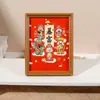 Porta-Retrato Estilo Chinês de Ano Novo com Fortuna, Longevidade, Felicidade e Riqueza Suporte de Madeira Festivo Longo Tira Deus da Riqueza Ornamentação Decorativa para Porta-Retrato